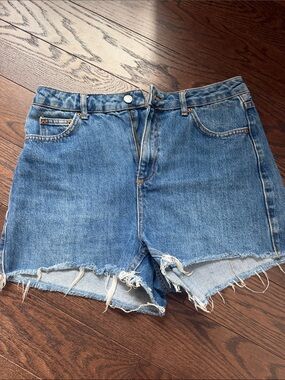 Topshop Blue Distressed Denim Jean Shorts